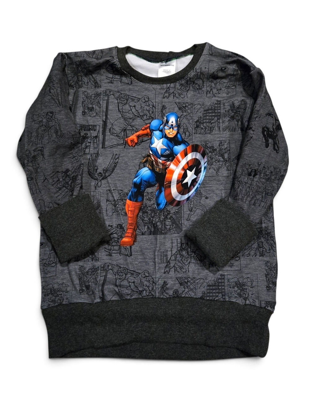Captain America Gray Kids Sweatshirt Grow With Me Crew Neck